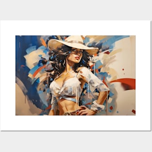 Beauty Woman Retro Abstract Colorful Painting Posters and Art